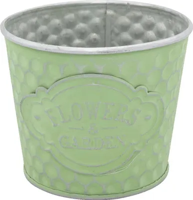 Produktbild von Blumentopf Metall grün gewaschen 10x8,5 cm