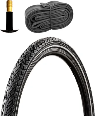 Immagine prodotto di Pneumatico per bicicletta Zündapp Trekking City 1, misura 20 x 1,75", nero riflettente, con 1 camera d'aria anteriore