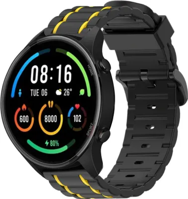 Produktbild von Strap-it Xiaomi Mi Watch Sportschnallenarmband (Schwarz/Gelb)
