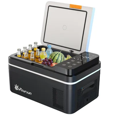 Produktbild von Foursun 25L Auto Kühlschrank Gefrierschrank, tragbar, Schnellkühlung bis -20°C, 12/24V DC & 100-240V AC, Dualmodus für Camping, Reisen und LKW