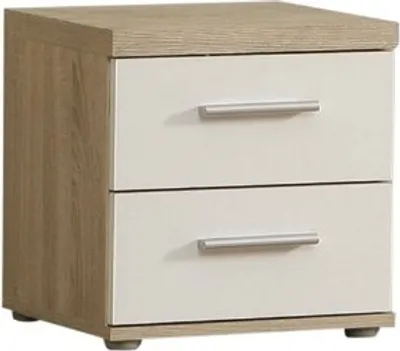 Produktbild von Nachtkästchen Nachttisch Winnie in Sonoma Eiche 2 Schubladen in Weiß
