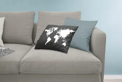 Produktbild von MuchoWow® Zierkissen Sofakissen Wohnzimmer Dekokissen 60x40 cm Weltkarte - Marmor - Weiß - Kopfkissen - Polster mit Foto