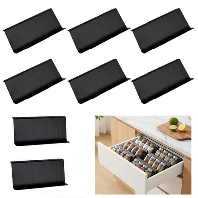 Zdjęcie produktu dla Półka/wkład do szuflady na przyprawy, 8 sztuk, czarny, plastik, 23 x 11,5 cm