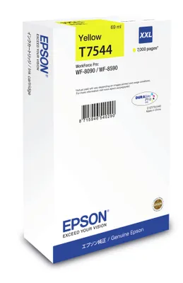 Image de Epson T7544 - 69 ml - taille XXL - jaune - original - cartouche d'encre - pour WorkForce Pro WF-8090, WF-8090 D3TWC, WF-8090DW, WF-8590, WF-8590 D3TWFC, WF-8590DWF