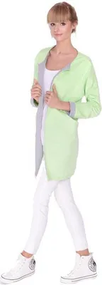 Produktbild von Damen Blazer Jacke Cardigan,S/M; Pastellgrün/Grau