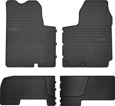 Obrázok produktu pre Gumové autorohože na mieru pre: Nissan Primastar (2001-2014, Dodávka 2 řad) černé, sada 4 ks, s úchyty