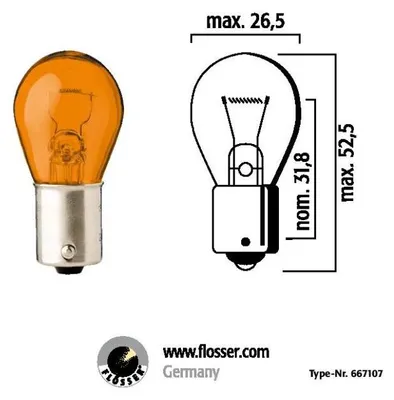 Obrázek produktu pro Žárovka 12V, typ PY21W, patice BA15S, žlutá (AMB), balení 10 kusů
