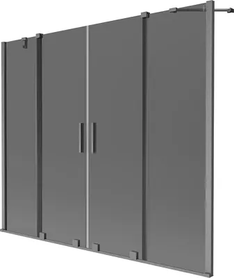 Produktbild von Mexen Velar Duo Badewannen-Faltwand 2-flügelig, schiebbar 190 x 150 cm, Graphit, gebürstet Gun Gray - 896-190-000-42-66