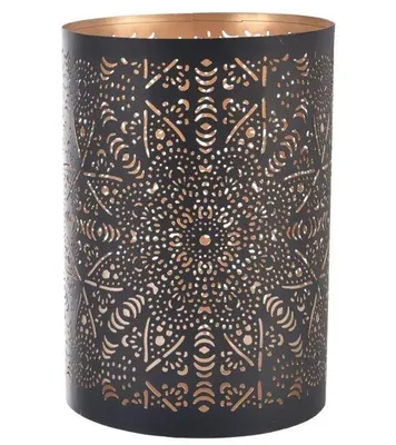 Obrázek produktu pro INDECOR Mandala Svícen 13 x 13 x 22 cm, kov, černý/zlatý X14025
