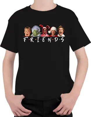 Produktbild von Friends Fröhliche Weihnachten Weihnachtsfilme - Christmas Xmas Uni Kinder T-Shirt, Schwarz, 140