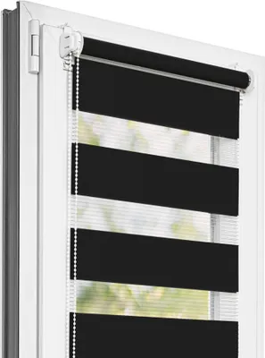Produktbild von Estika Doppelrollo Klemmfix - 100 x 150 cm - Schwarz - Duo Rollo ohne Bohren