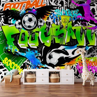Produktbild von Vlies Fototapete - Football Graffiti 350x245 cm Streetart i-A-0111-a-b