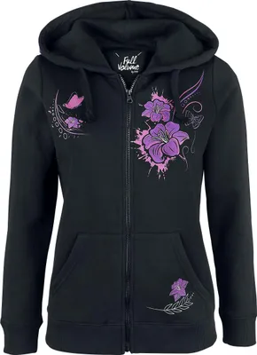 Produktbild von Full Volume by EMP Damen schwarze Kapuzenjacke mit Print XL