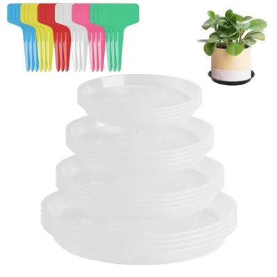 Image de Soucoupe pour plante ronde Ø 12 à 22 cm - Lot de 16 - Plastique épais - Couleurs assorties - Pour intérieur et extérieur