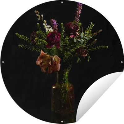 Produktbild von MuchoWow® Gartenposter Outdoor-Poster Rund Blumen - Farben - Stilleben Ø 90 cm Gartendeko Rundes Poster draußen