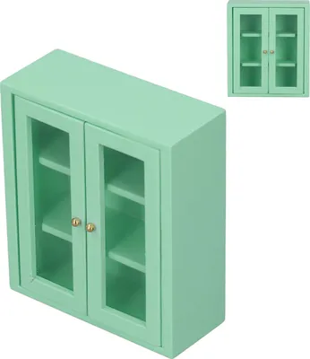 Zdjęcie produktu dla 1:12 Domek dla lalek Szafka ścienna Drewniane miniaturowe meble kuchenne Dekoracja Zabawka do odgrywania ról Zielona