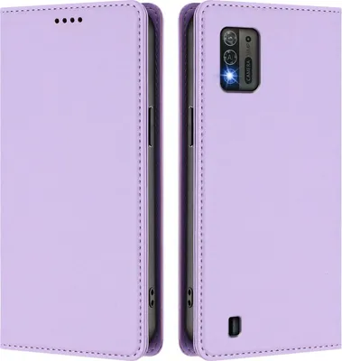 Image de Étui en cuir pour ZTE Blade A52 Lite, étui à rabat magnétique en cuirPolyuréthaneavec support, violet clair