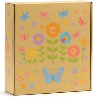 Zdjęcie produktu dla Pudełko prezentowe ozdobne Kwiaty + Motyle dla dziecka 350x250x140mm