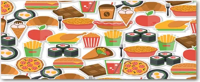 Produktbild von Tulup® Glas-Bild Wandbild aus Glas - 125x50 - Wandkunst - Wandbild hinter gehärtetem Sicherheitsglas - Dekorative Wand für Küche & Wohnzimmer  - Essen & Getränke - Fast Food - Mehrfarbig