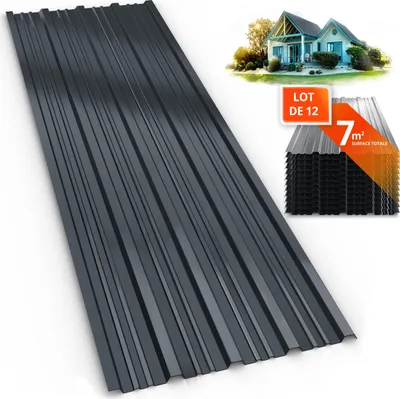 Image de GARDEBRUK® 12x Tôles de bardage 129x46cm = 7m² galvanisé résistant intempéries tôle ondulée trapézoïdale couverture toit mur tôle profilée anthracite