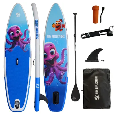 Image de Sun Reflections Kids SUP 8'2 gonflable Planche pour enfants Kit pagaies 250x66x10cm - Couleur : OCTOPUS (250x66cm)