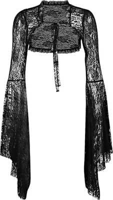 Produktbild von Damens Gothic Lolita Spitze Shrug Jäckchen Oberteil Lang Ärmel Bolero Crop Top