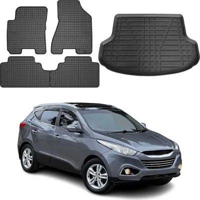 Immagine prodotto di Fußmatten & Kofferraumwanne Set für Hyundai ix35 2009-2015 Gummi TPE Schwarz 5x