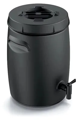 Produktbild von Komposterfass - Weithalsfass für Flüssigdünger – Fass mit Deckel zur natürlichen Fermentation von Jauche – Kunststoff 25L mit Belüftung und Hahn für Balkon & Garten