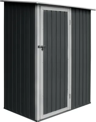 Produktbild von HATTORO P80 Geräteschuppen Metall Gartenschrank Geräteschrank Metallschrank 130x80x186 cm Dunkelgrau Anthrazit