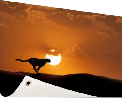 Produktbild von Gartenposter - 60x40 cm - Silhouette Laufleopard  - Modernes Wandbilder - Wilde Tierposter