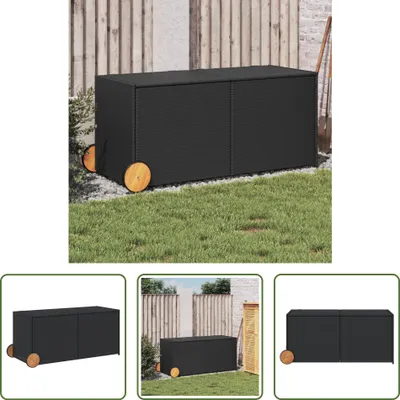 Immagine prodotto di The Living Store Cassapanca da giardino con rotelle nera 283L Poly Rattan
