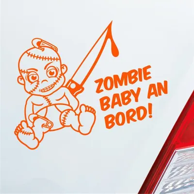 Produktbild von Auto Aufkleber Zombie Baby an Bord on Tour witzig 30x20 cm Orange Sticker Heckscheibenaufkleber