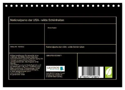 Produktbild von Nationalparks der USA - wilde Schönheiten (Tischkalender 2026 DIN A5 quer), CALVENDO Monatskalender