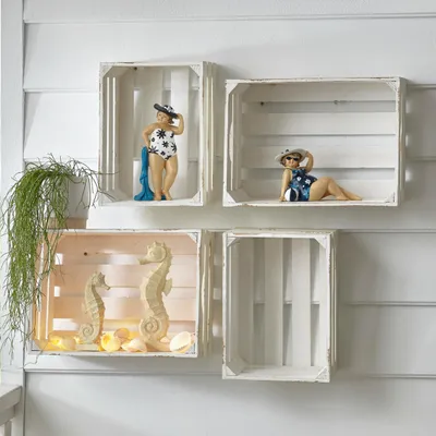 Produktbild von 2x Aufbewahrungskiste Holz creme weiß Shabby Look