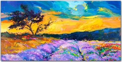 Produktbild von Coloray - Bild aus Glas - Glasbilder - 100 x 50 cm - Glasblock mit Bild Gehärtetes Glas Wohnzimmer Küche Dekoration Wanddekoration - Baum Sonnenuntergang Himmel