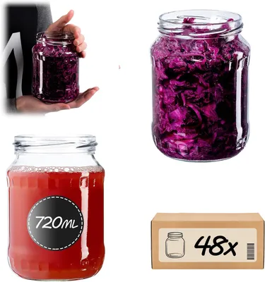 Obrázek produktu pro Zavařovací sklenice KADAX "Jukka", zavařovací sklenice, bez víčka, 720 ml, 48 kusů