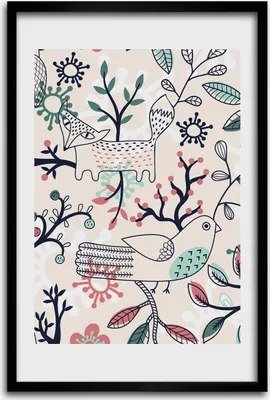 Produktbild von Bild - Bilderrahmen - 40 cm x 60 cm - MDF - Rahmen - Wandkunst - Tiere und Blumen
