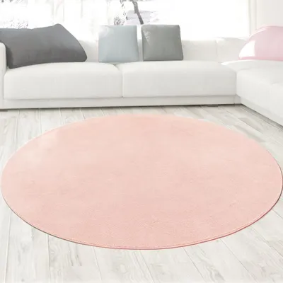 Immagine prodotto di Tappeto rosa moderno, morbido e vellutato, di facile manutenzione, per la camera dei bambini, il soggiorno, la camera da letto Dimensioni - 200 cm rotondo