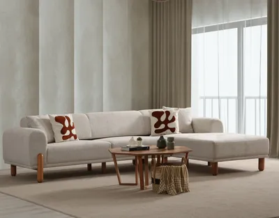 Produktbild von Hanah Home, Lyke Right - Cream, Eckschlafsofa, BUCHENHOLZ / SPANPLATTEN, Creme, 190 x 95 x 75 cm