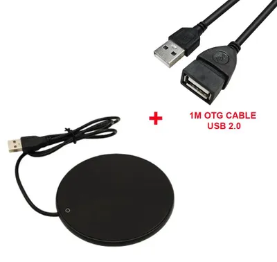 Produktbild von USB-Tassenwärmer 5 V, elektrische Heizplatte für Kaffee, Tee und Milch, Tassenheizer für Büro und Zuhause, Modell RY004 - Schwarzes und OTG-Kabel