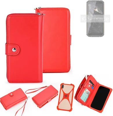 Produktbild von K-S-Trade 2in1 Schutzhülle Portemonnee Handyhülle mit Bumper kompatibel mit Oukitel WP18 Hülle Case Etui Geldbörse Smartphone rot (1x)