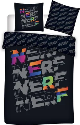 Imagen del producto de Funda de cama Unyqoos® Nerf, 140 x 200 cm – Juego de cama para cama individual, 100% algodón orgánico, con logo, funda de cojín de 65 x 65 cm, lavable a 40 °C, apta para secadora