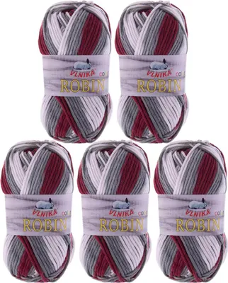 5 x 100g Farbverlaufsgarn Robin Color Antipilling Winterwolle mehrfarbig