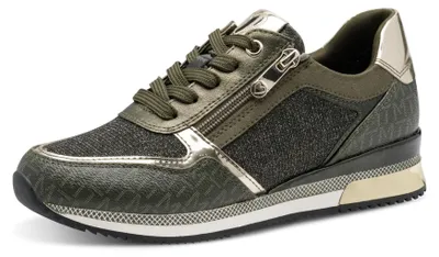 Produktbild von Marco Tozzi Damen Sneaker flach mit Schnürsenkeln Freizeit, Grün (Khaki Comb), 3