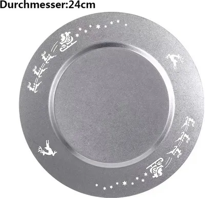 Obrázok produktu pre Vianočný tanier Nerezový tanier na sušienky Adventná dekorácia Otec Vianoc Adventný tanier Opakovane použiteľný, 24 cm, strieborná sivá, nerezová oceľ