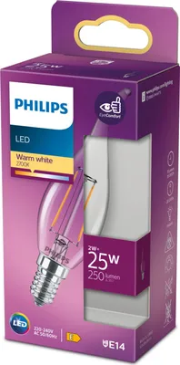 Produktbild von Philips LED E14 Kerze Windstoß Filament 2W = 25W klar 250lm 230V Warmweiß 2700K