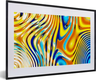 Produktbild von MuchoWow® Gerahmtes Poster Kunst - Linie - Psychedelisch 60x40 cm - Poster mit Schwarzem Bilderrahmen Wandposter Rahmen Foto Bilder - Schlafzimmer - Plakat in Rahmen - Drucken