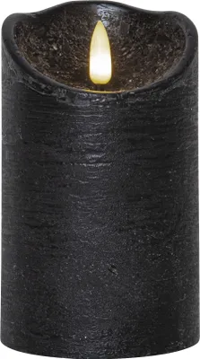 Produktbild von LED Kerze FLAMME - Rustik-Optik - Echtwachs - 3D Flamme - H: 12,5cm - Batterie - Timer - schwarz