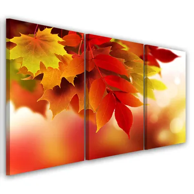 Produktbild von Triptychon auf leinwand orangefarbene landschaften 90x60 cm Feeby orange wandbild bereit zum aufhängen