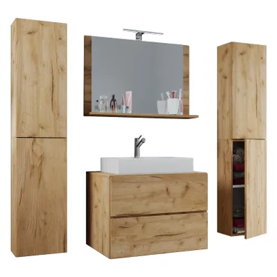 Immagine prodotto di Lavabo 5 parti | Armadio da bagno larghezza 60 cm | Set mobili bagno con cassetti porta girevole specchio | Lendas XL cassetto